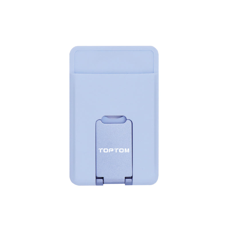 TopTom Phone Card Holder, Silicone Phone Wallet with Stand Stick on Credit Card Holder for Back of Phone, Anti Slip Out Phone Pocket Compatible for iPhone, Android and Most Smartphones -Blue
