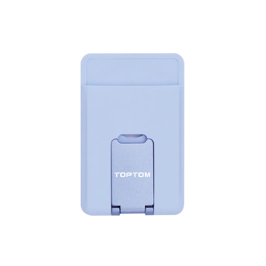 TopTom Phone Card Holder, Silicone Phone Wallet with Stand Stick on Credit Card Holder for Back of Phone, Anti Slip Out Phone Pocket Compatible for iPhone, Android and Most Smartphones -Blue